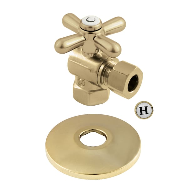 Kingston Brass 3/8" IPSx3/8" OD Comp Quarter-Turn Angle Stop Valve W/ Flange, Brass CC33102XK - main